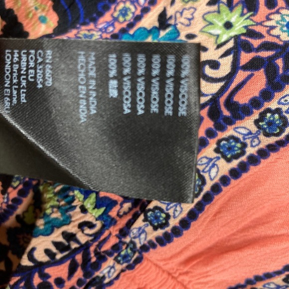 Free People Sz M Multicolor Floral Paisley Bell Sleeve Top Blouse Boho Festival - Picture 7 of 7